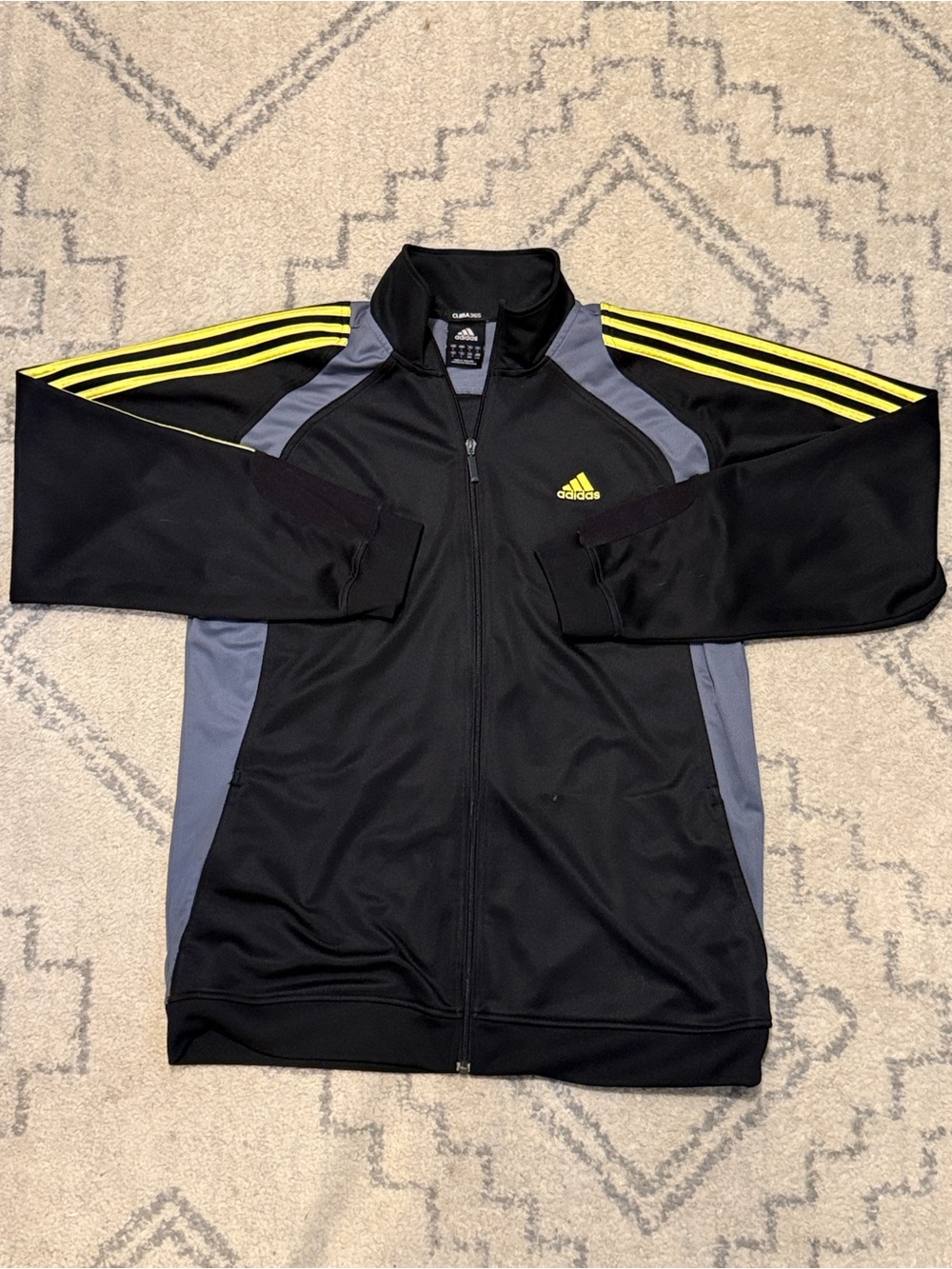 adidas Clima365 Full Zip Track Jacket Black Gray Yellow 3-Stripe Men’s XL